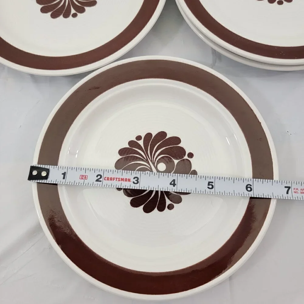 Vtg Egersund Norway TANA Brown Retro Appetizer Dessert Bread & Plates – Set of 4